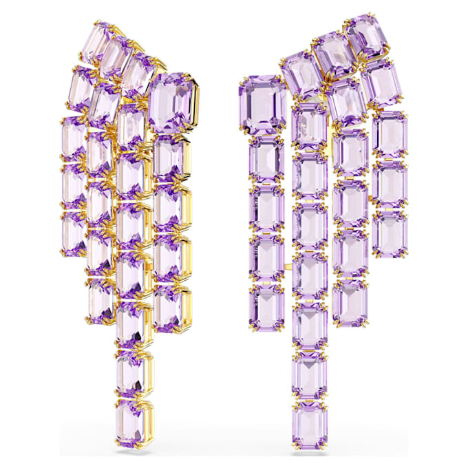 Orecchini a clip Millenia con taglio ottagonale, stile chandelier, viola, placcati in oro Orecchini a clip Millenia con taglio ottagonale, stile chandelier, viola, placcati in oro