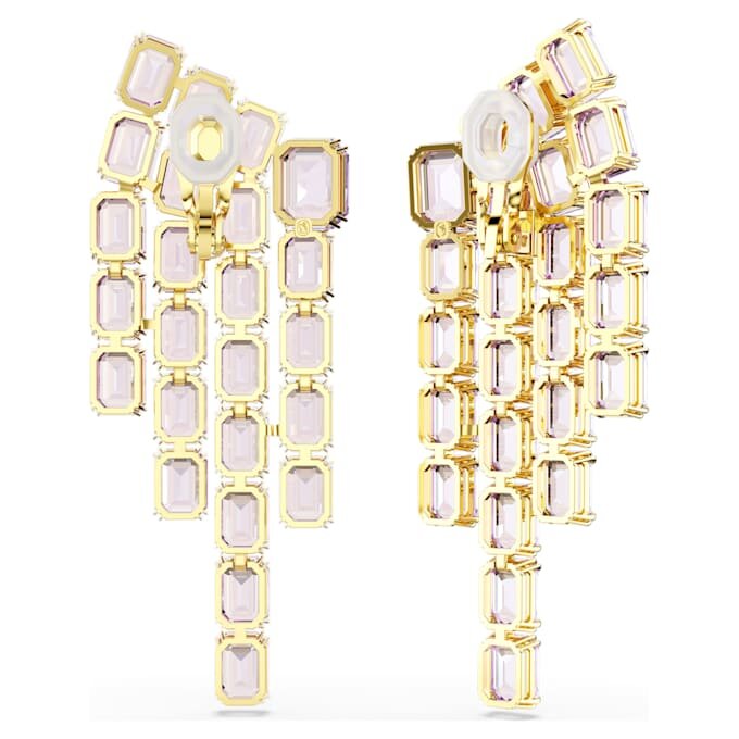 Orecchini a clip Millenia con taglio ottagonale, stile chandelier, viola, placcati in oro Orecchini a clip Millenia con taglio ottagonale, stile chandelier, viola, placcati in oro