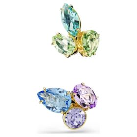 Orecchini a cuffia Gema: design asimmetrico, tagli misti, multicolori, placcati in oro