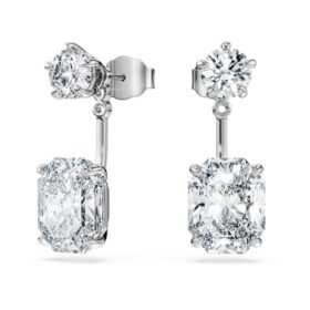 Orecchini a forma di ottagono con diamanti sintetici in laboratorio 9,65 Ct Tw, forme miste, oro bianco 18 carati