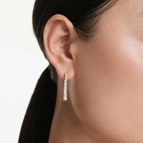 Orecchini a goccia Eternity con diamanti sintetici da laboratorio 1,3 Ct Tw, forma rotonda, oro bianco 14K