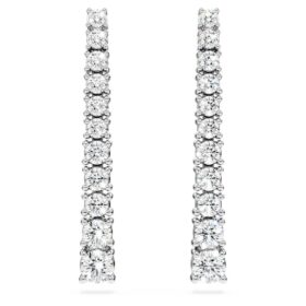 Orecchini a goccia Eternity con diamanti sintetici da laboratorio 1,3 Ct Tw, forma rotonda, oro bianco 14K
