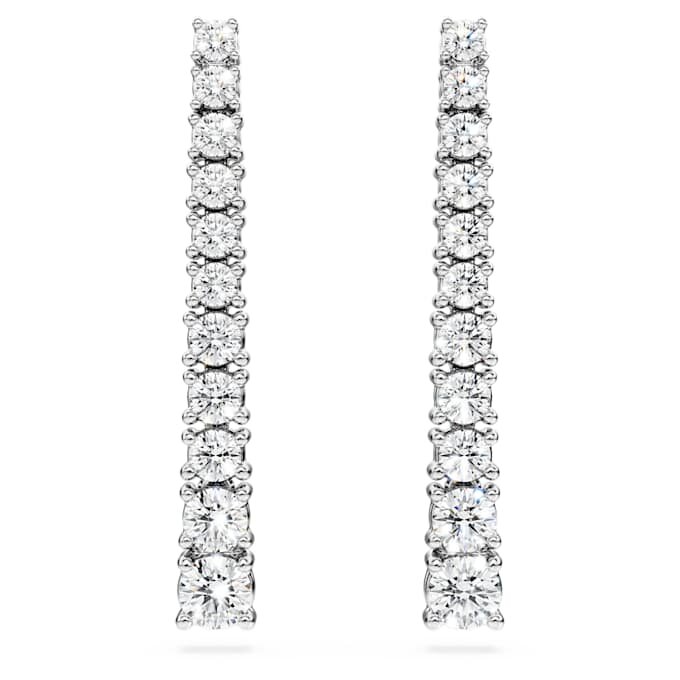 Orecchini a goccia Eternity con diamanti sintetici da laboratorio 1,3 Ct Tw, forma rotonda, oro bianco 14K Orecchini a goccia Eternity con diamanti sintetici da laboratorio 1,3 Ct Tw, forma rotonda, oro bianco 14K