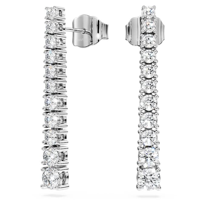 Orecchini a goccia Eternity con diamanti sintetici da laboratorio 1,3 Ct Tw, forma rotonda, oro bianco 14K Orecchini a goccia Eternity con diamanti sintetici da laboratorio 1,3 Ct Tw, forma rotonda, oro bianco 14K