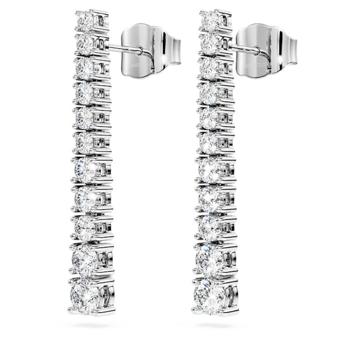 Orecchini a goccia Eternity con diamanti sintetici da laboratorio 1,3 Ct Tw, forma rotonda, oro bianco 14K Orecchini a goccia Eternity con diamanti sintetici da laboratorio 1,3 Ct Tw, forma rotonda, oro bianco 14K