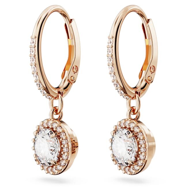 Orecchini a goccia Una Angelic, taglio rotondo, pavé, bianchi, placcati in oro rosa Orecchini a goccia Una Angelic, taglio rotondo, pavé, bianchi, placcati in oro rosa