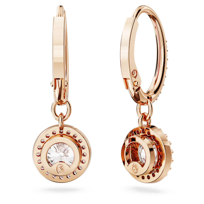Orecchini a goccia Una Angelic, taglio rotondo, pavé, bianchi, placcati in oro rosa Orecchini a goccia Una Angelic, taglio rotondo, pavé, bianchi, placcati in oro rosa