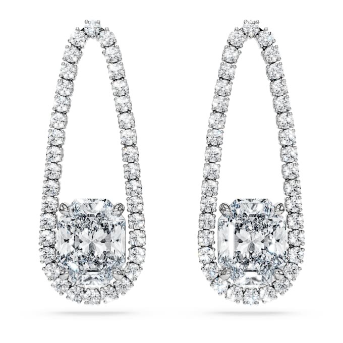 Orecchini a tennis ottagonali con diamanti sintetici 7,95 Ct Tw, forme miste, oro bianco 18 carati Orecchini a tennis ottagonali con diamanti sintetici 7,95 Ct Tw, forme miste, oro bianco 18 carati