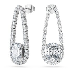 Orecchini a tennis ottagonali con diamanti sintetici 7,95 Ct Tw, forme miste, oro bianco 18 carati