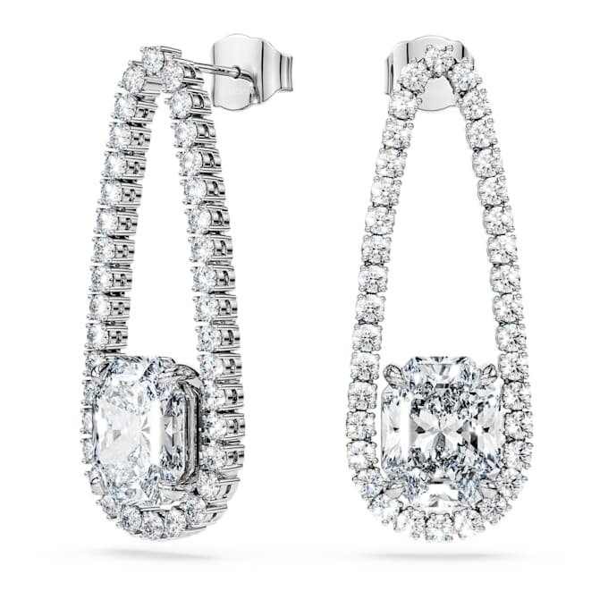 Orecchini a tennis ottagonali con diamanti sintetici 7,95 Ct Tw, forme miste, oro bianco 18 carati Orecchini a tennis ottagonali con diamanti sintetici 7,95 Ct Tw, forme miste, oro bianco 18 carati