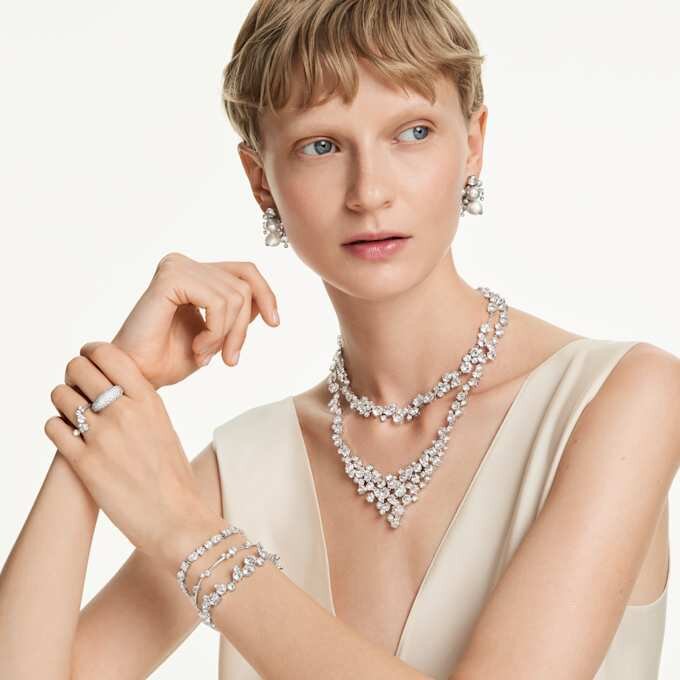 Bracciale Constella con tagli misti, bianco, placcato in rodio Bracciale Constella con tagli misti, bianco, placcato in rodio