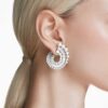 Orecchini pendenti Ariana Grande X Swarovski con perla di cristallo, tagli misti, bianchi, placcati in rodio