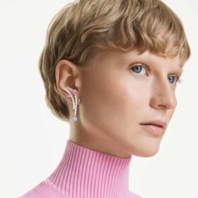 Orecchini pendenti Ariana Grande X Swarovski con tagli misti, multicolori, placcati in rodio