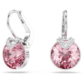 Orecchini pendenti Bella V a taglio rotondo, rosa, placcati in rodio
