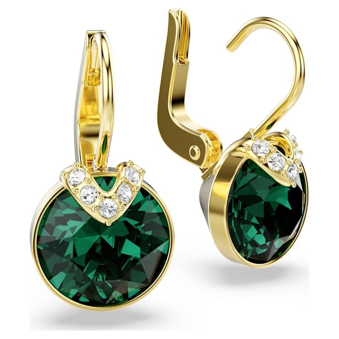 Orecchini pendenti Bella V a taglio rotondo, verdi, placcati in oro Orecchini pendenti Bella V a taglio rotondo, verdi, placcati in oro
