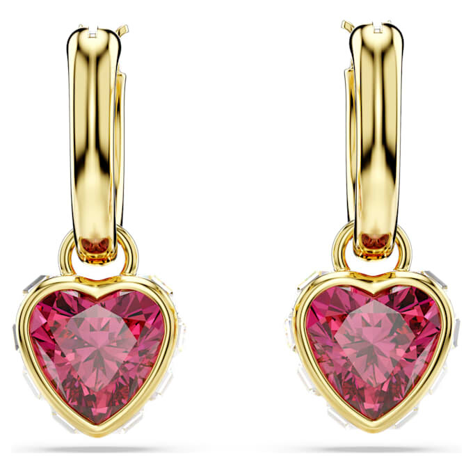 Orecchini pendenti Chroma a forma di cuore, rossi, placcati in oro Orecchini pendenti Chroma a forma di cuore, rossi, placcati in oro