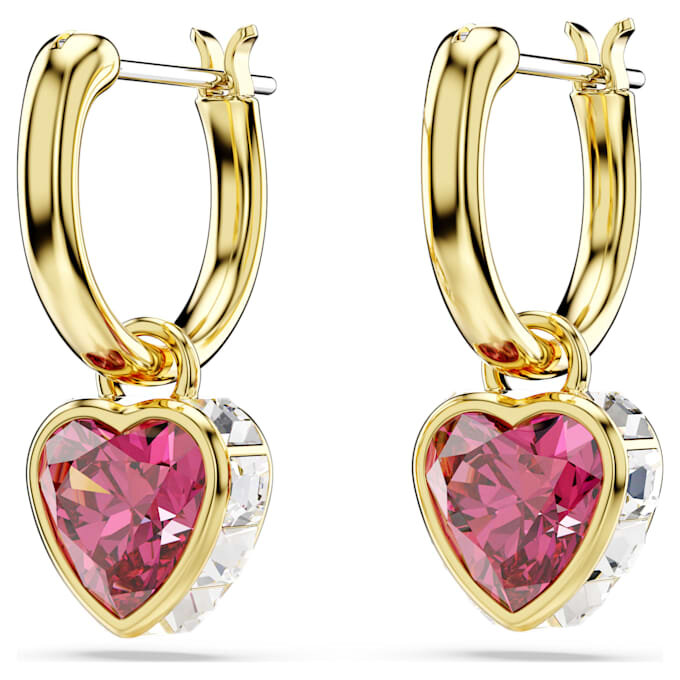 Orecchini pendenti Chroma a forma di cuore, rossi, placcati in oro Orecchini pendenti Chroma a forma di cuore, rossi, placcati in oro