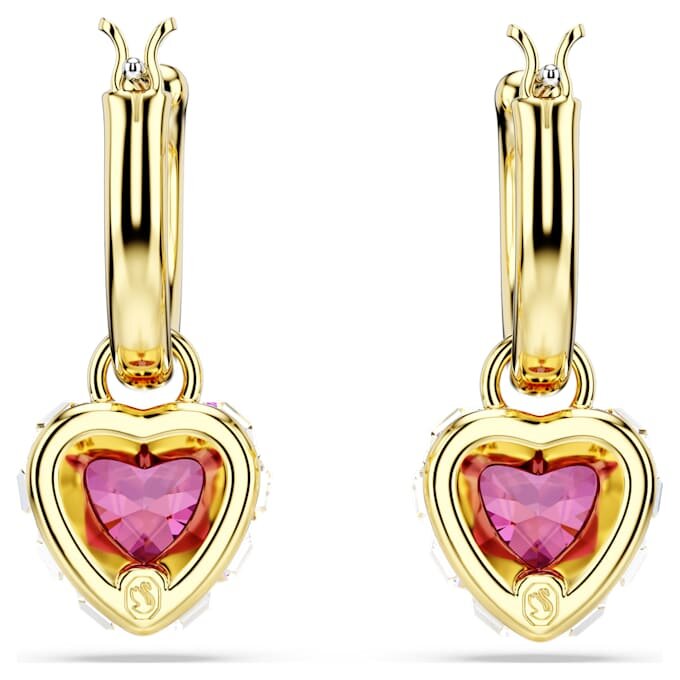 Orecchini pendenti Chroma a forma di cuore, rossi, placcati in oro Orecchini pendenti Chroma a forma di cuore, rossi, placcati in oro