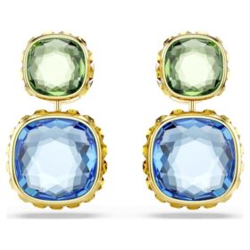 Orecchini pendenti Chroma con taglio a cuscino, multicolori, placcati in oro Orecchini pendenti Chroma con taglio a cuscino, multicolori, placcati in oro