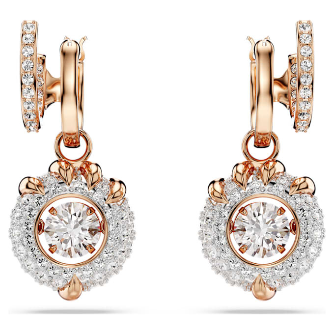 Orecchini pendenti con drago e fenice – Artiglio di drago, bianco, placcati in oro rosa Orecchini pendenti con drago e fenice – Artiglio di drago, bianco, placcati in oro rosa
