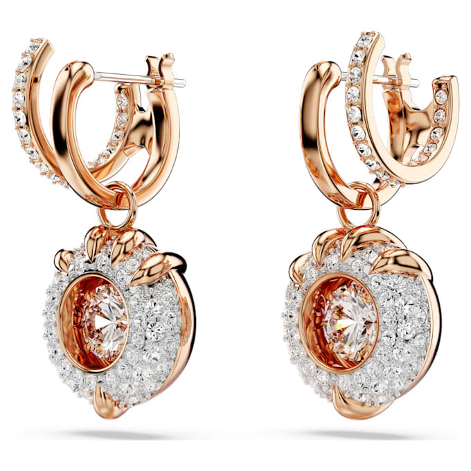 Orecchini pendenti con drago e fenice – Artiglio di drago, bianco, placcati in oro rosa Orecchini pendenti con drago e fenice – Artiglio di drago, bianco, placcati in oro rosa