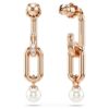 Orecchini pendenti Constella con perla di cristallo, taglio rotondo, bianchi, placcati in oro rosa Orecchini pendenti Constella con perla di cristallo, taglio rotondo, bianchi, placcati in oro rosa