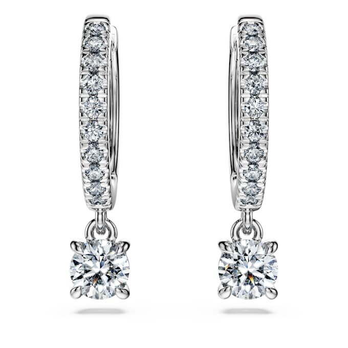 Orecchini pendenti Eternity con diamanti sintetici 0,7 Ct Tw, forma rotonda, oro bianco 14K Orecchini pendenti Eternity con diamanti sintetici 0,7 Ct Tw, forma rotonda, oro bianco 14K