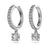 Orecchini pendenti Eternity con diamanti sintetici 0,7 Ct Tw, forma rotonda, oro bianco 14K Orecchini pendenti Eternity con diamanti sintetici 0,7 Ct Tw, forma rotonda, oro bianco 14K