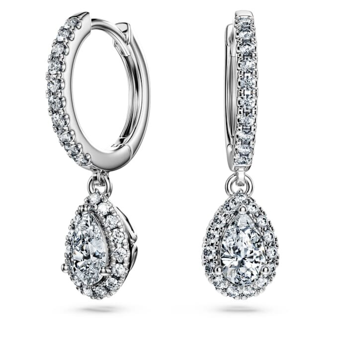 Orecchini pendenti Eternity con diamanti sintetici da 1,25 carati in totale, forma a pera, oro bianco 14K Orecchini pendenti Eternity con diamanti sintetici da 1,25 carati in totale, forma a pera, oro bianco 14K