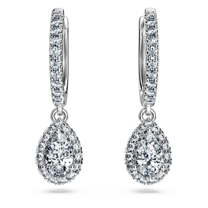 Orecchini pendenti Eternity con diamanti sintetici da 1,25 carati in totale, forma a pera, oro bianco 14K Orecchini pendenti Eternity con diamanti sintetici da 1,25 carati in totale, forma a pera, oro bianco 14K