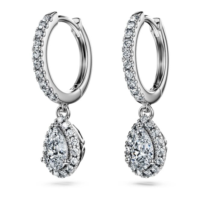 Orecchini pendenti Eternity con diamanti sintetici da 1,25 carati in totale, forma a pera, oro bianco 14K Orecchini pendenti Eternity con diamanti sintetici da 1,25 carati in totale, forma a pera, oro bianco 14K