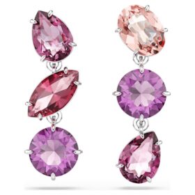 Orecchini pendenti Gema con tagli misti, rosa, placcati in rodio