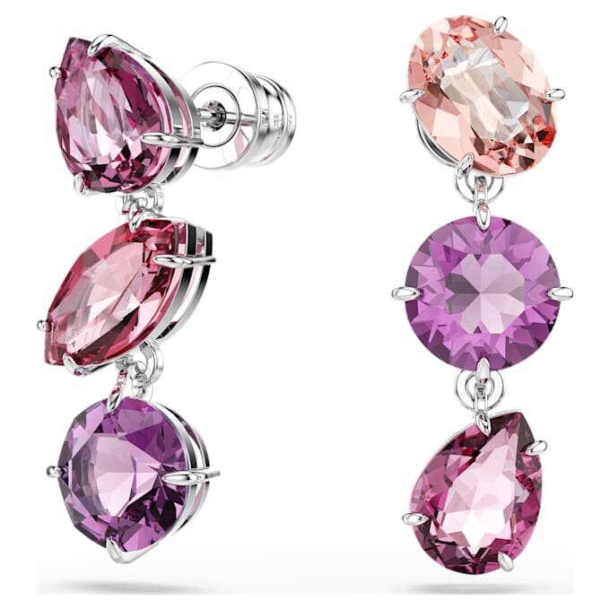 Orecchini pendenti Gema con tagli misti, rosa, placcati in rodio Orecchini pendenti Gema con tagli misti, rosa, placcati in rodio