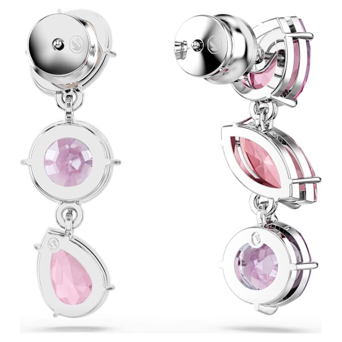 Orecchini pendenti Gema con tagli misti, rosa, placcati in rodio Orecchini pendenti Gema con tagli misti, rosa, placcati in rodio