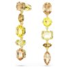 Orecchini pendenti Gema, design asimmetrico, tagli misti, lunghi, giallo, placcati in oro Orecchini pendenti Gema, design asimmetrico, tagli misti, lunghi, giallo, placcati in oro