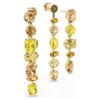 Orecchini pendenti Gema, design asimmetrico, tagli misti, lunghi, giallo, placcati in oro Orecchini pendenti Gema, design asimmetrico, tagli misti, lunghi, giallo, placcati in oro