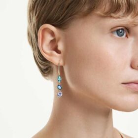 Orecchini pendenti Gema: design asimmetrico, tagli misti, multicolori, placcati in oro