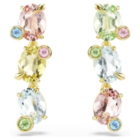 Orecchini pendenti Gema: design asimmetrico, tagli misti, multicolori, placcati in oro