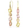 Orecchini pendenti Gema: design asimmetrico, tagli misti, rosa, placcati in oro Orecchini pendenti Gema: design asimmetrico, tagli misti, rosa, placcati in oro