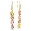 Orecchini pendenti Gema: design asimmetrico, tagli misti, rosa, placcati in oro Orecchini pendenti Gema: design asimmetrico, tagli misti, rosa, placcati in oro