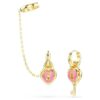 Orecchini pendenti Idyllia con ear cuff, tagli misti, cuore con chiave, rosa, placcati in oro Orecchini pendenti Idyllia con ear cuff, tagli misti, cuore con chiave, rosa, placcati in oro