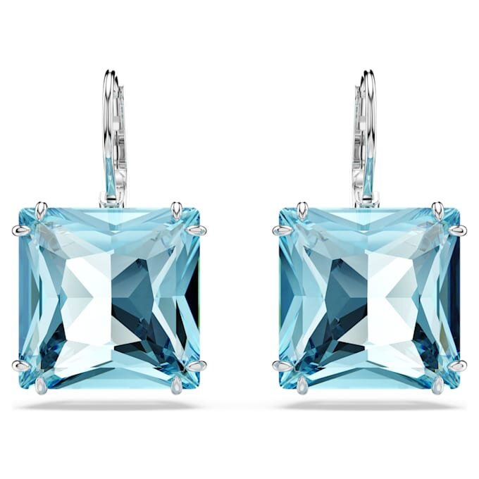 Orecchini pendenti Millenia con cristalli a taglio quadrato, blu, placcati in rodio Orecchini pendenti Millenia con cristalli a taglio quadrato, blu, placcati in rodio