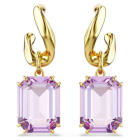 Orecchini pendenti Millenia con taglio ottagonale, viola, placcati in oro