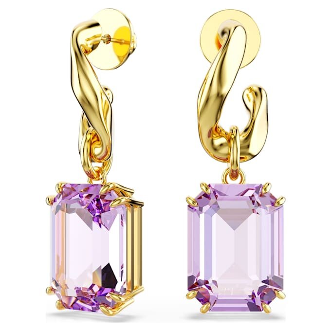 Orecchini pendenti Millenia con taglio ottagonale, viola, placcati in oro Orecchini pendenti Millenia con taglio ottagonale, viola, placcati in oro