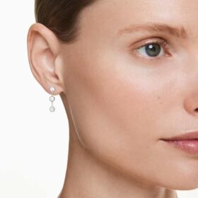 Orecchini pendenti ottagonali con diamanti sintetici 0,6 carati in totale, forma rotonda, argento sterling