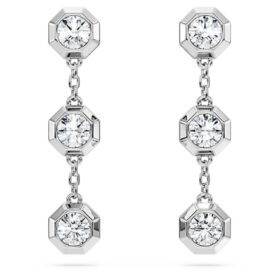 Orecchini pendenti ottagonali con diamanti sintetici 0,6 carati in totale, forma rotonda, argento sterling