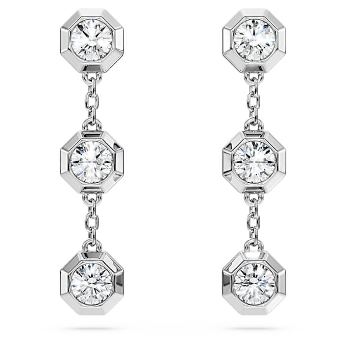 Orecchini pendenti ottagonali con diamanti sintetici 0,6 carati in totale, forma rotonda, argento sterling Orecchini pendenti ottagonali con diamanti sintetici 0,6 carati in totale, forma rotonda, argento sterling