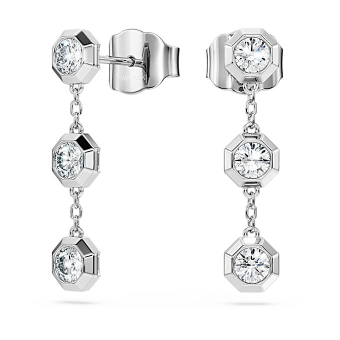 Orecchini pendenti ottagonali con diamanti sintetici 0,6 carati in totale, forma rotonda, argento sterling Orecchini pendenti ottagonali con diamanti sintetici 0,6 carati in totale, forma rotonda, argento sterling