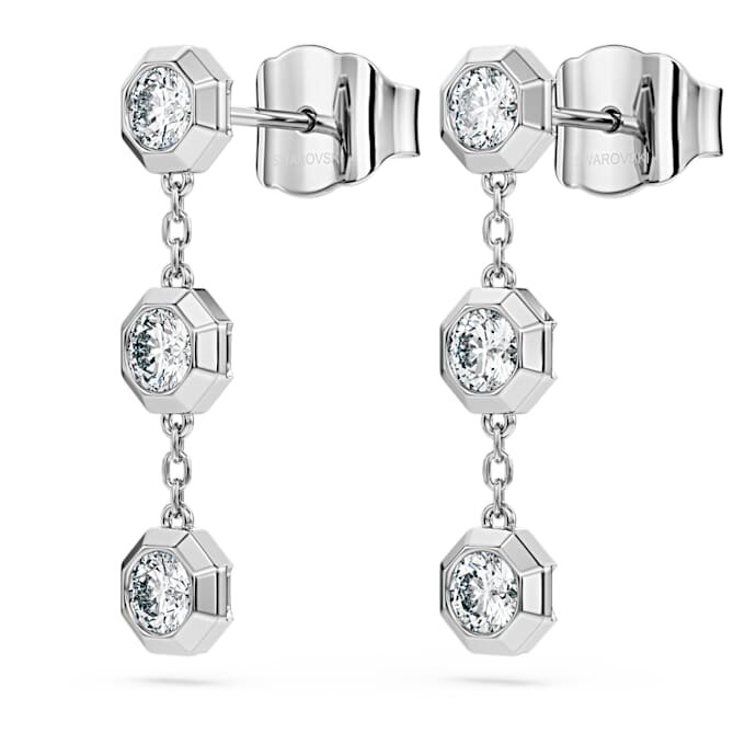 Orecchini pendenti ottagonali con diamanti sintetici 0,6 carati in totale, forma rotonda, argento sterling Orecchini pendenti ottagonali con diamanti sintetici 0,6 carati in totale, forma rotonda, argento sterling