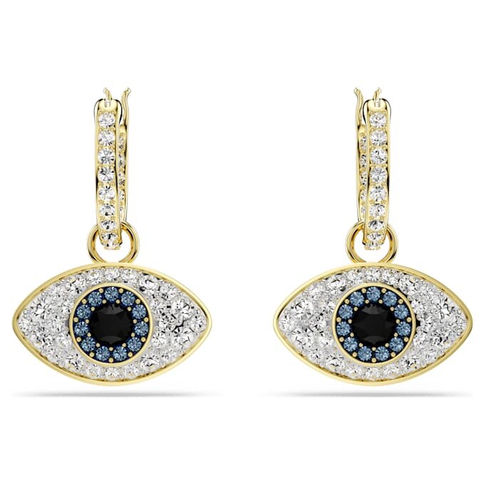 Orecchini pendenti Symbolica con motivo “occhio malvagio”, blu, placcati in oro Orecchini pendenti Symbolica con motivo “occhio malvagio”, blu, placcati in oro
